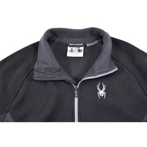 Spyder Pullover‎ Sweater 1/4 Zip Mens M Black Long Sleeve Shirt Textured Fabric
